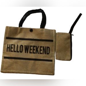 Hello Weekend 2 pc  Khaki  Tote
